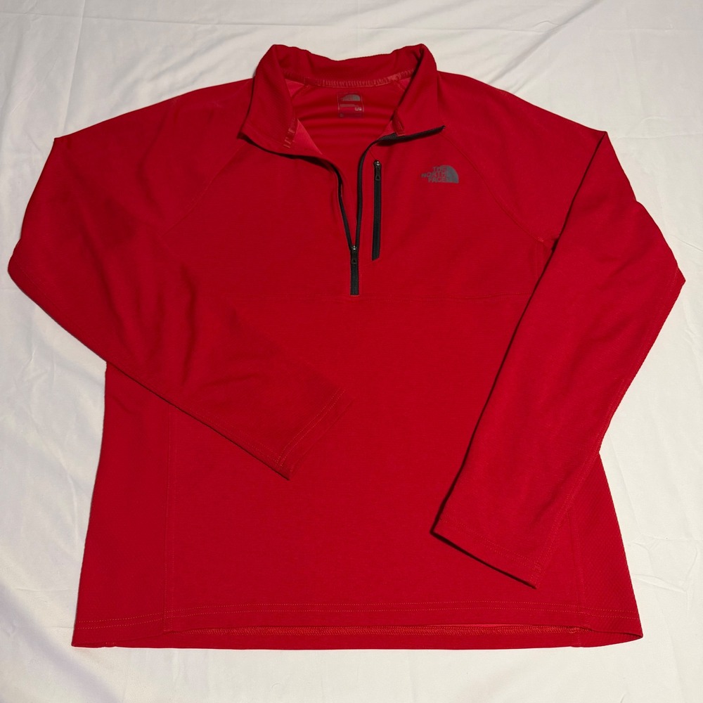 The North Face Mens‎ Large Red FlashDry Quarter Zip Pullover Active Thumbholes